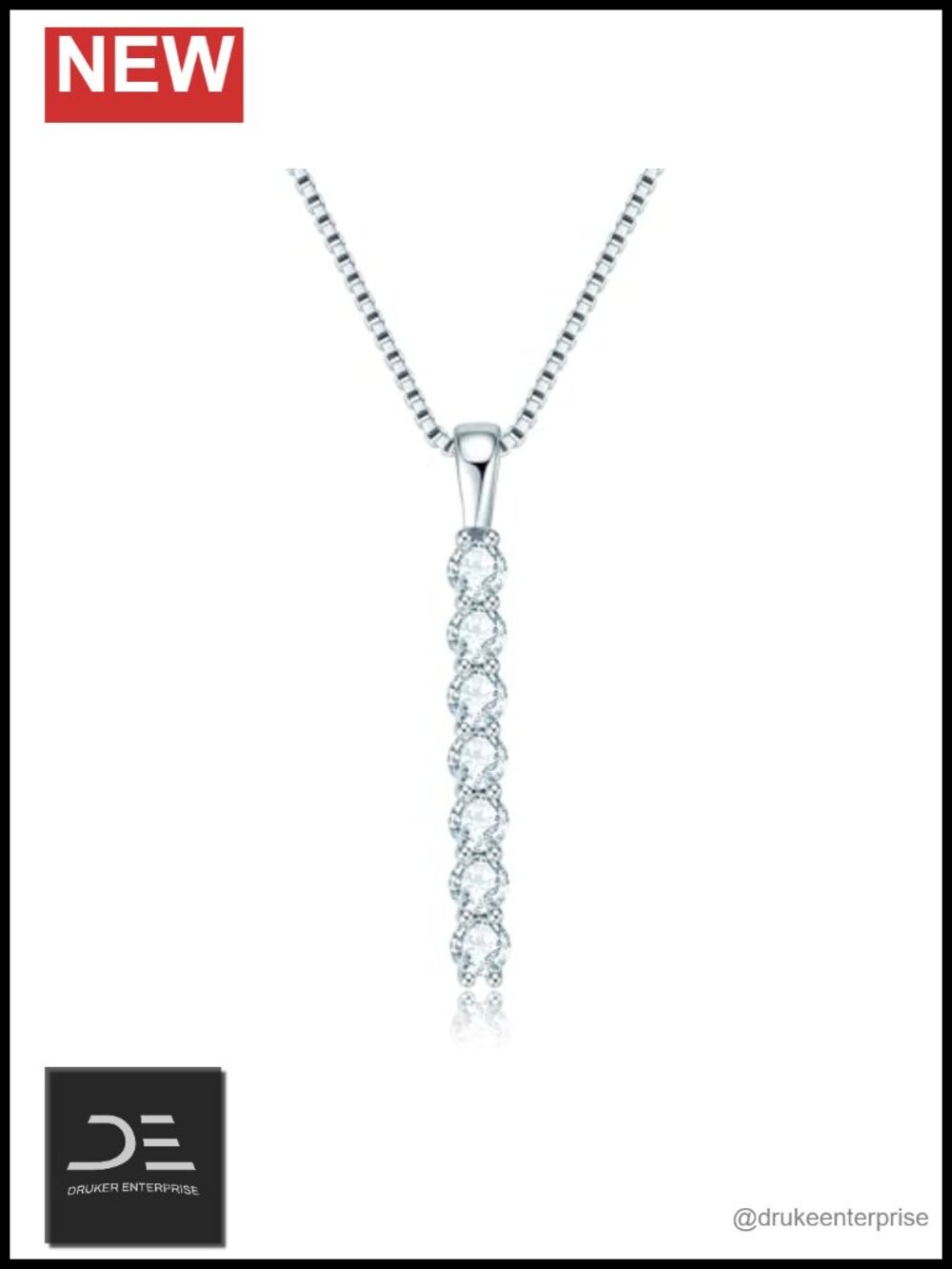 925 Sterling Silver Moissanite Bar Necklace with Extender